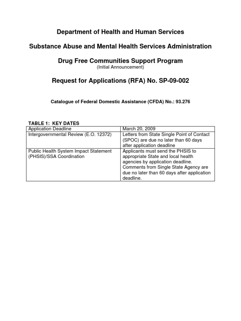 Drug Free Communities Grant RFA | PDF | Substance Abuse | Community