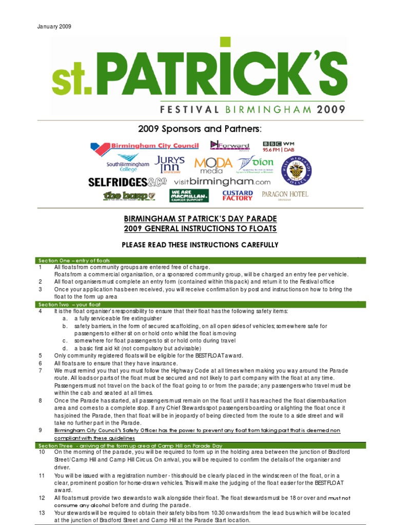 Float Registration Form 2009 | PDF | Transport | Business