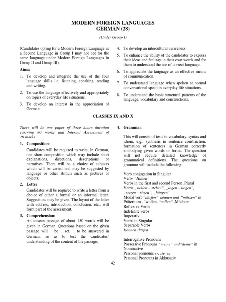 German Language Curriculum Overview | PDF