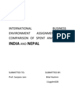 India Nepal: International Business Environment Assignment ON Comparison of Spent Analysis of AND