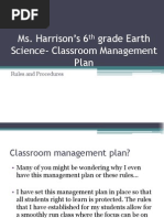 Ms. Harrison's 6 Grade Earth Science-Classroom Management Plan