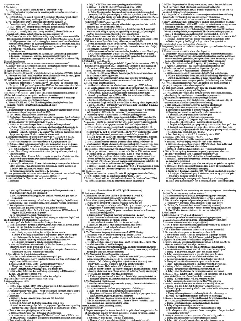 Federal Income Tax Outline Formula6 | PDF | Tax Deduction | Expense