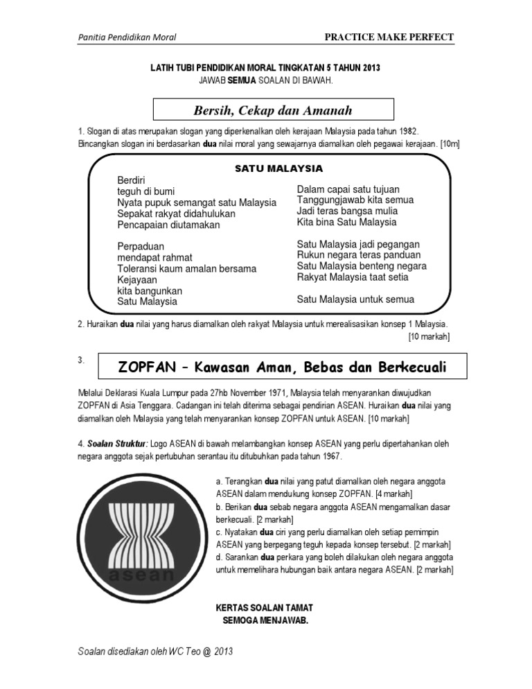 Latih Tubi Pendidikan Moral Tingkatan 5 Tahun 2013 Pdf