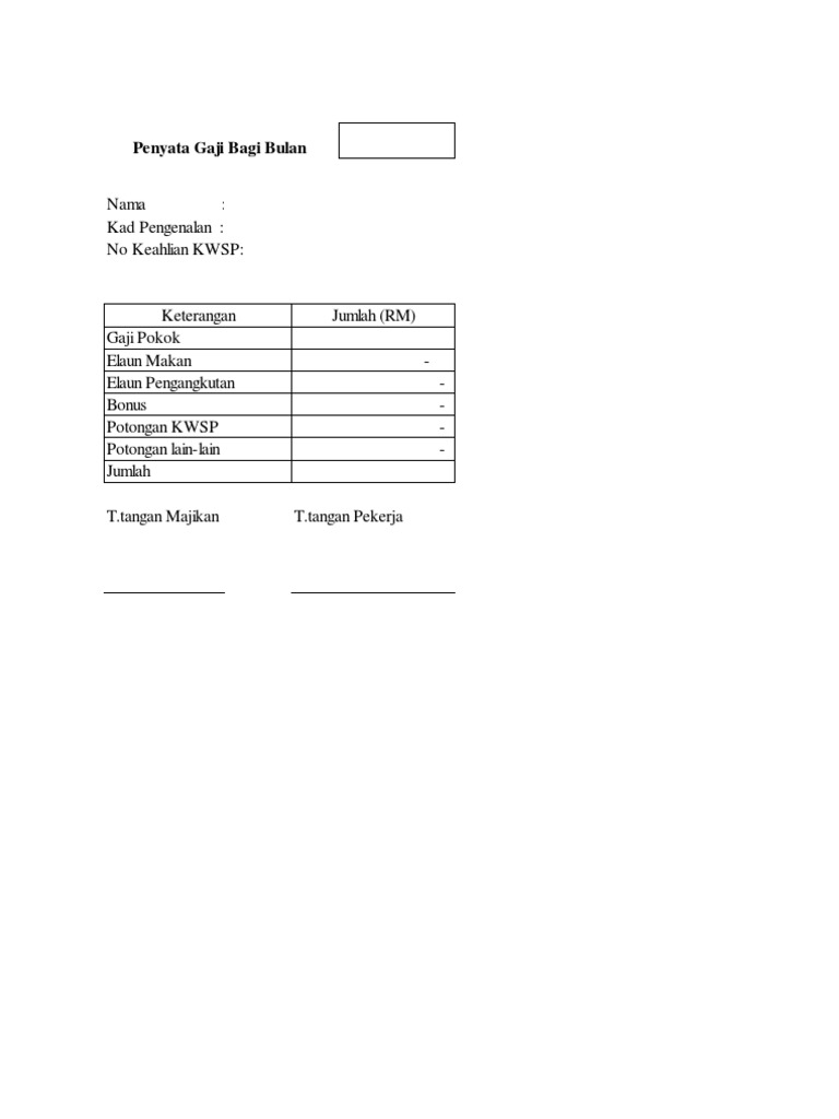 Contoh Slip Gaji Pdf