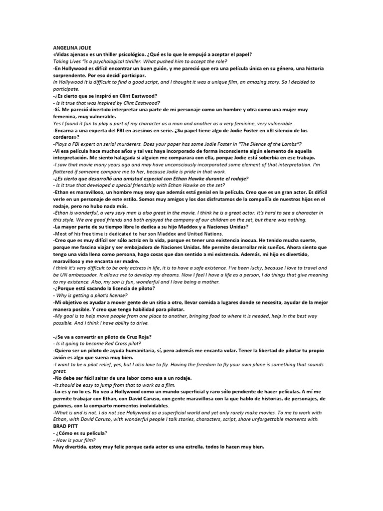 Entrevistas A Famosos Escritas Con Preguntas Y Respuestas Entrevistas en Ingles | PDF