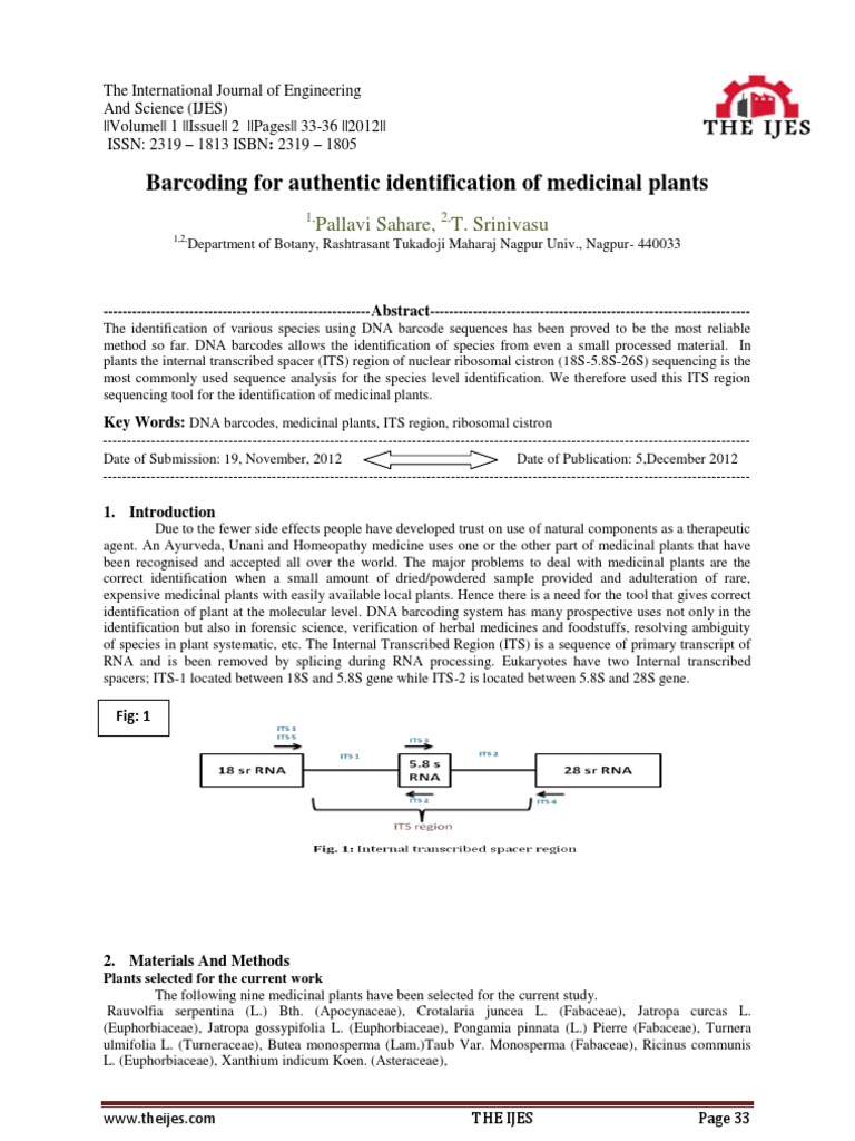 DNA Barcoding of Medicinal Plants | PDF | Self-Improvement | Science ...