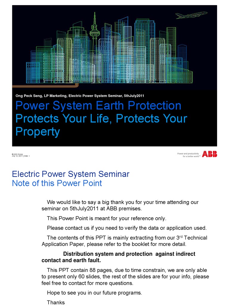 ABB Power System Earth Protection PDF Components Wire