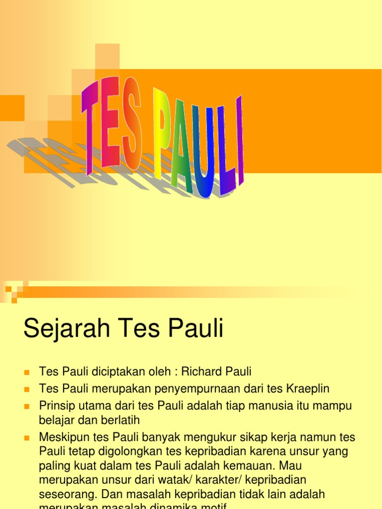 Materi Kuliah Tes Pauli