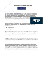 Methods For Plasma Extraction From Human Body