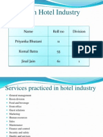 Services Practiced in Hotel Industry