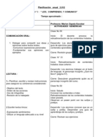 Planificación anual 2012 unidad sobre comunicación y lenguaje