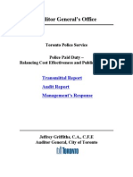 2011 City of Toronto Auditor General Police Paid Duty Balancing Cost Effectiveness and Public Safety