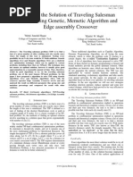 Paper 15-Improving The Solution of Traveling Salesman Problem Using Genetic, Memetic Algorithm and Edge Assembly Crossover