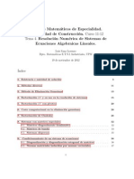 Resolución Numérica de Sistemas de Ecuaciones Algebraicas Lineales.