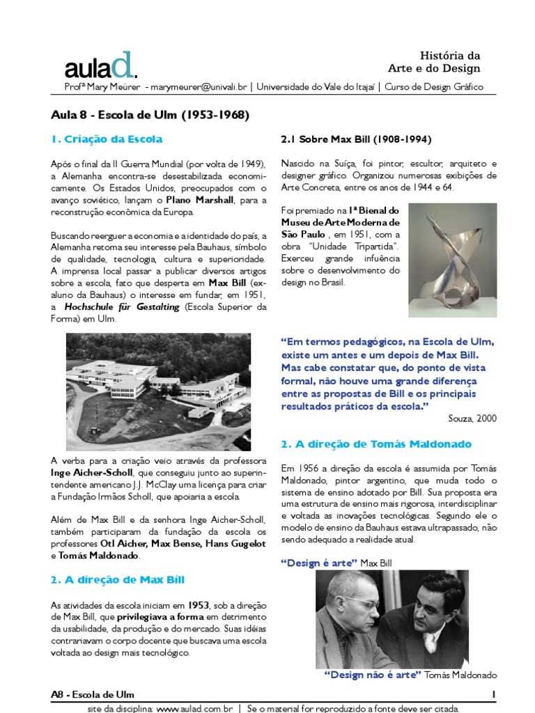 História da Escola de Ulm (1953-1968) | PDF | Esboço | Design gráfico