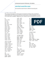 Homophones - Words That Sound The Same: Cambridge Advanced Learner's Dictionary, 3rd Edition