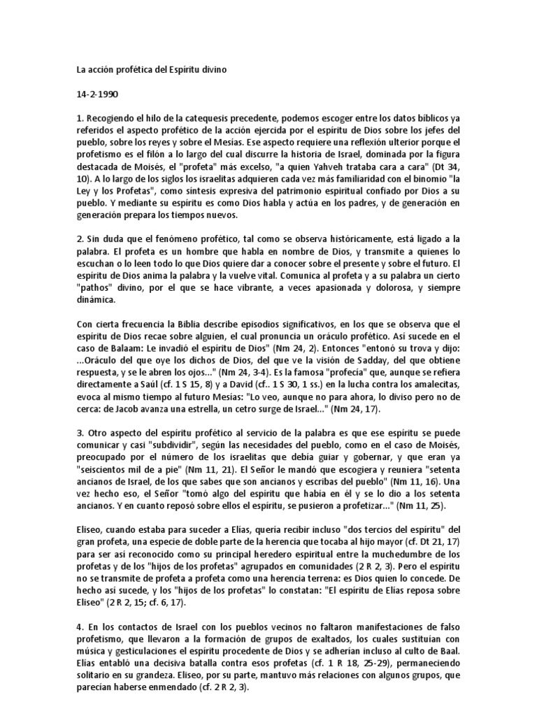 La Acción Profética Del Espíritu Divino PDF Profeta Profecía