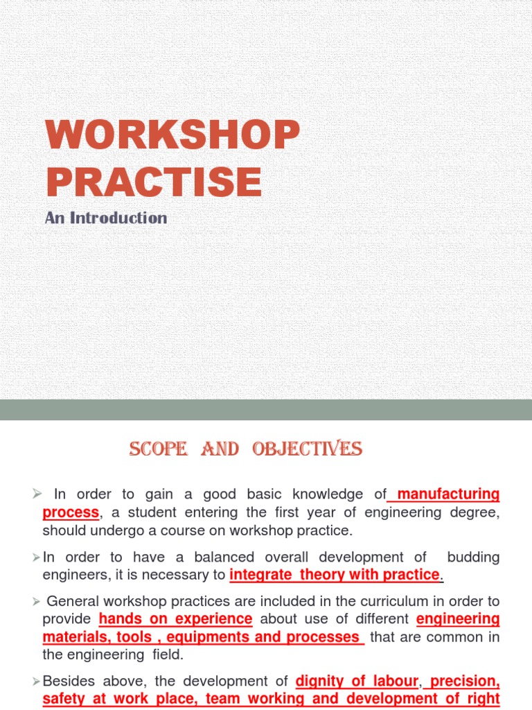 Introduction to Workshop Practice | PDF | Plumbing | Carpentry