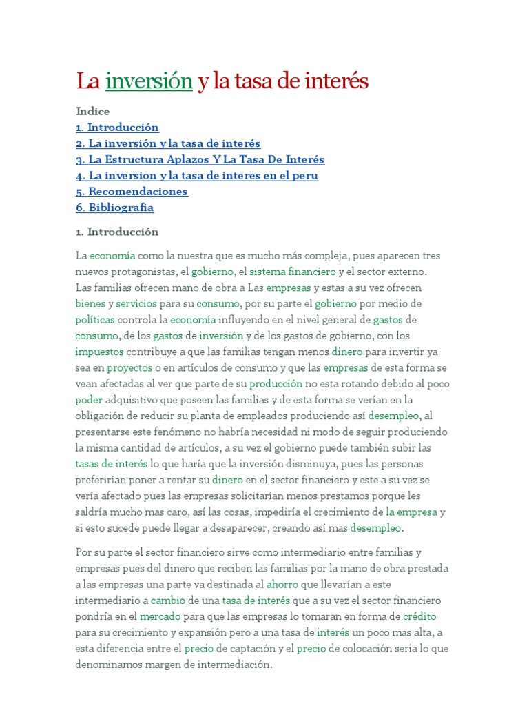 Inversión y Tasa de Interés en Economía | PDF | Inflación | Interés
