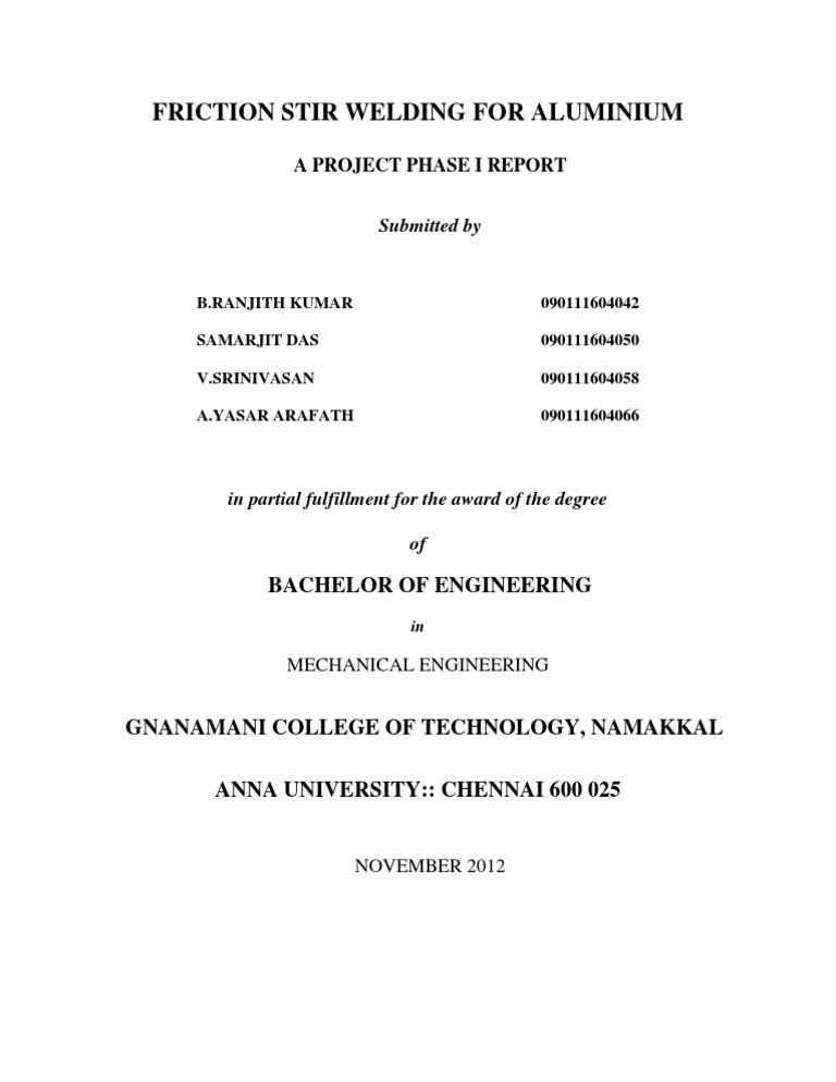 Friction Stir Welding in Aluminium | PDF