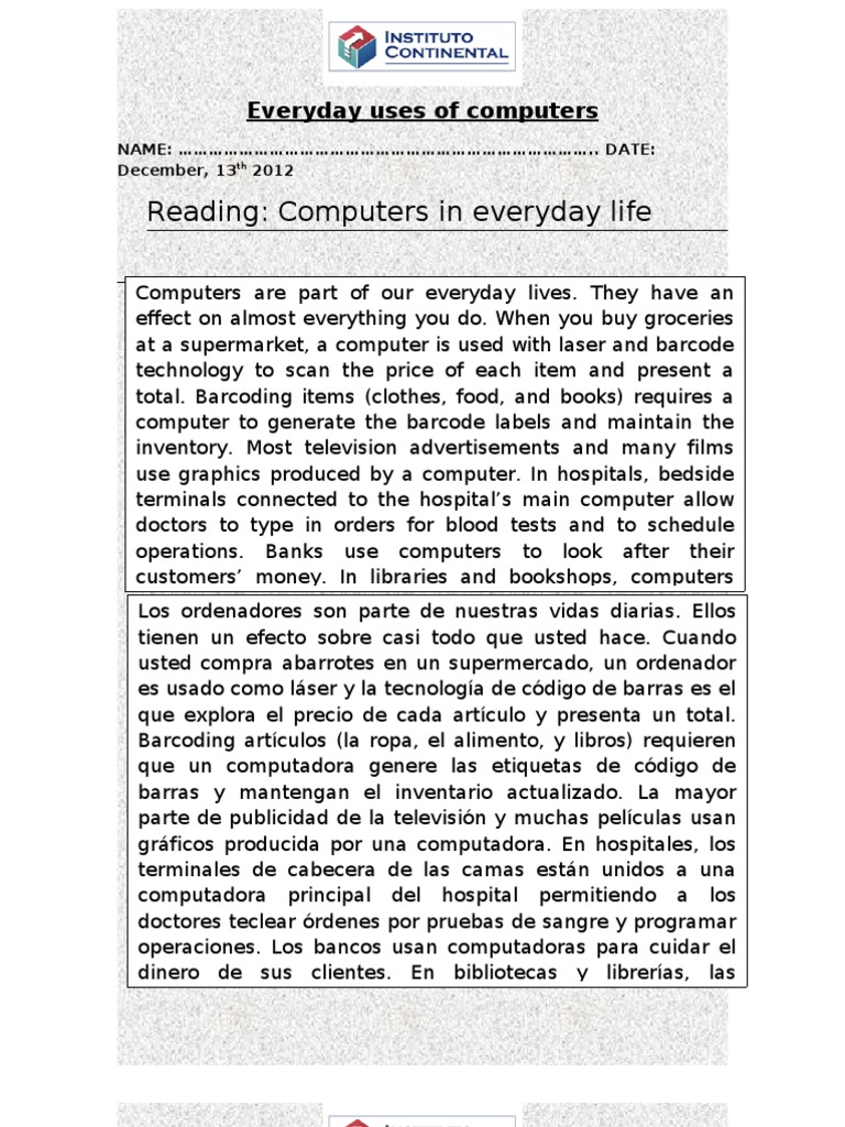 Unit 1 Everyday Uses of Computers | PDF | Ordenador portátil ...