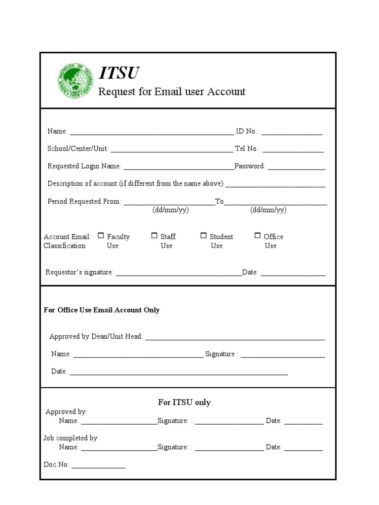 Email Account Request Form | PDF