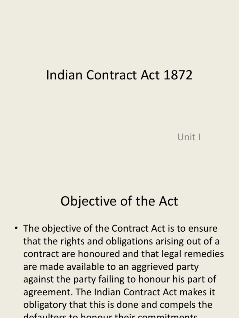Objectives of the Indian Contract Act | PDF | Offer And Acceptance ...