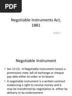 Unit 1 Negotiable Instruments Act 1881