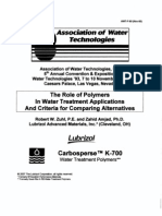 The Role of Polymers in Water Treatment Applications and Criteria For Comparing Alternatives