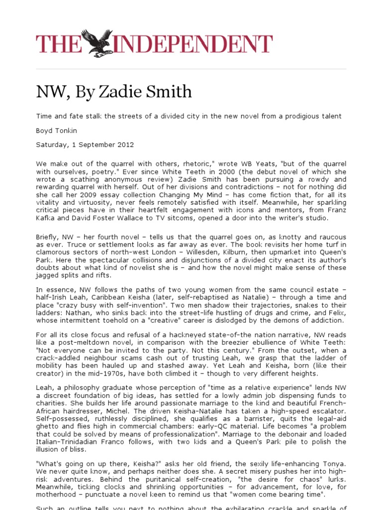 Zadie Smith’S Nw Or The Art Of Line-Crossing – OYIM
