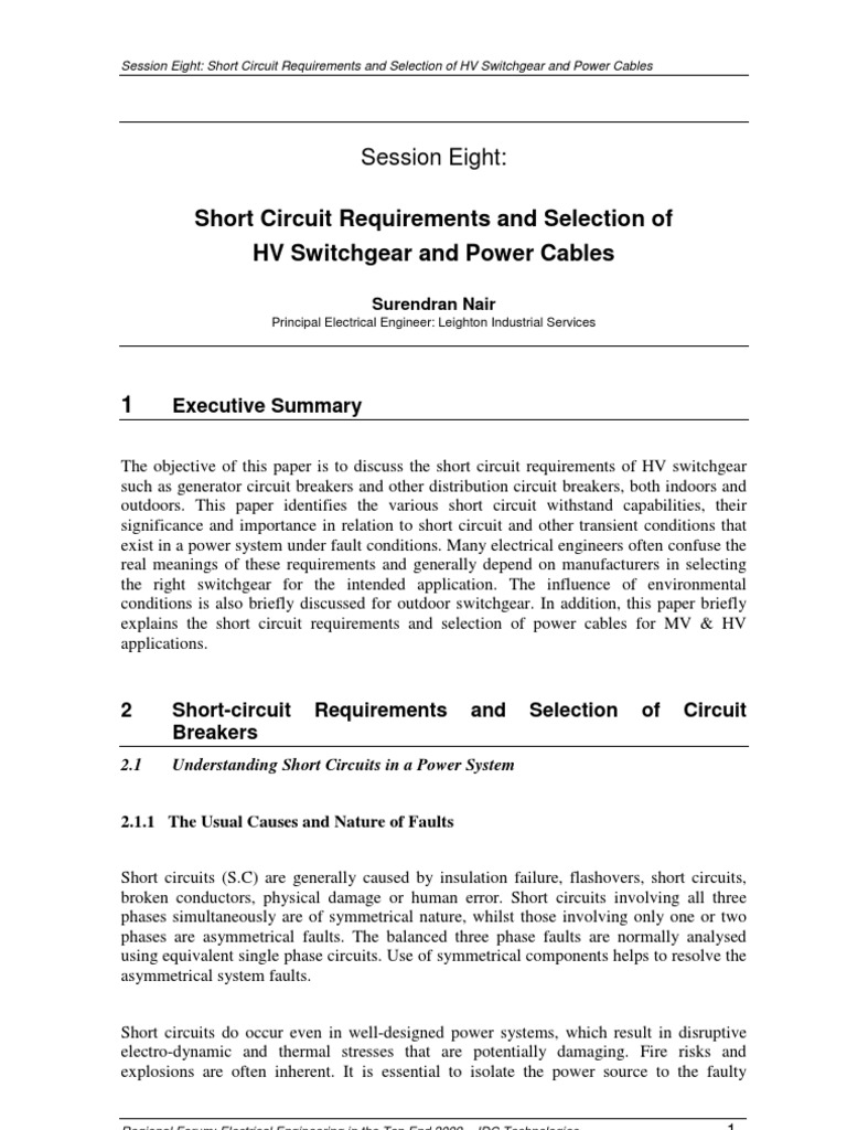Short Circuit Criteria for HV Switchgear | PDF