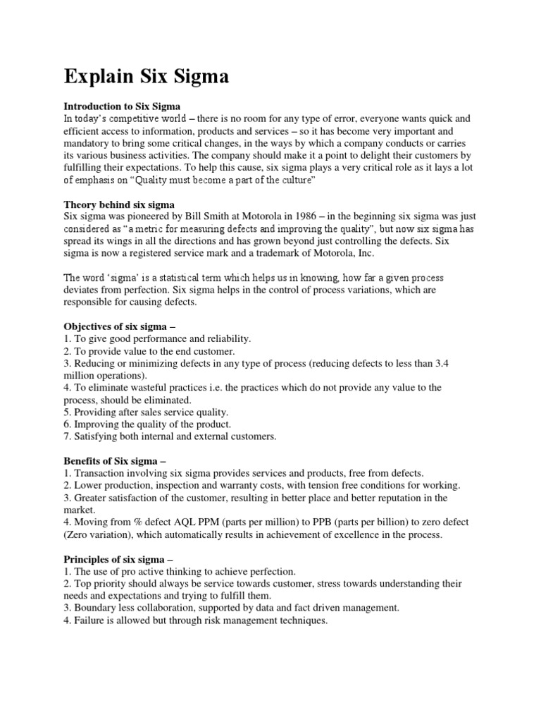 Understanding Six Sigma Principles | PDF | Six Sigma | Standard Deviation