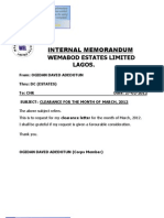 Internal Memorandum: Wemabod Estates Limited Lagos