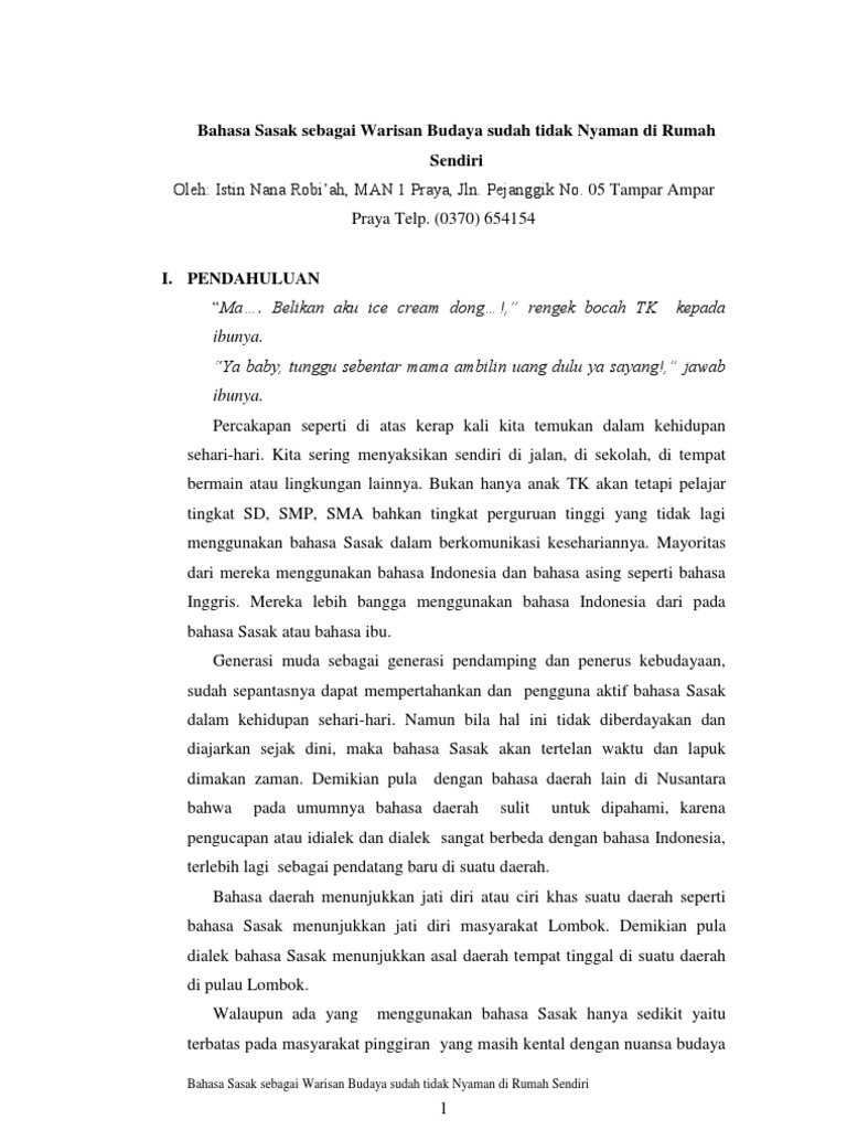 Essay Sasak
