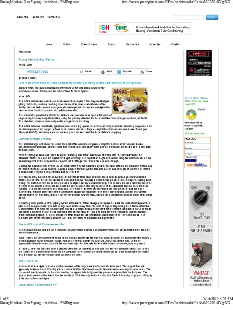 Sizing Medical Gas Piping Archives PMEngineer Download Free PDF