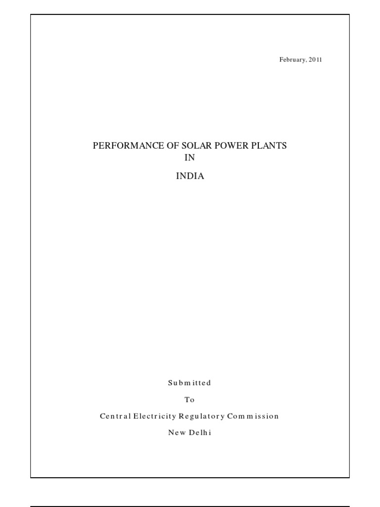 Performance Of Solar Power Plants PDF Photovoltaics Thin Film