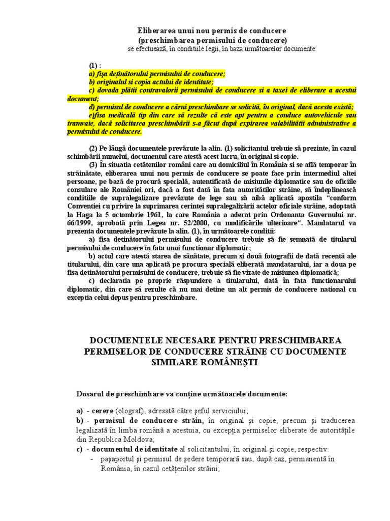 Cerere Preschimbare Permis Strain