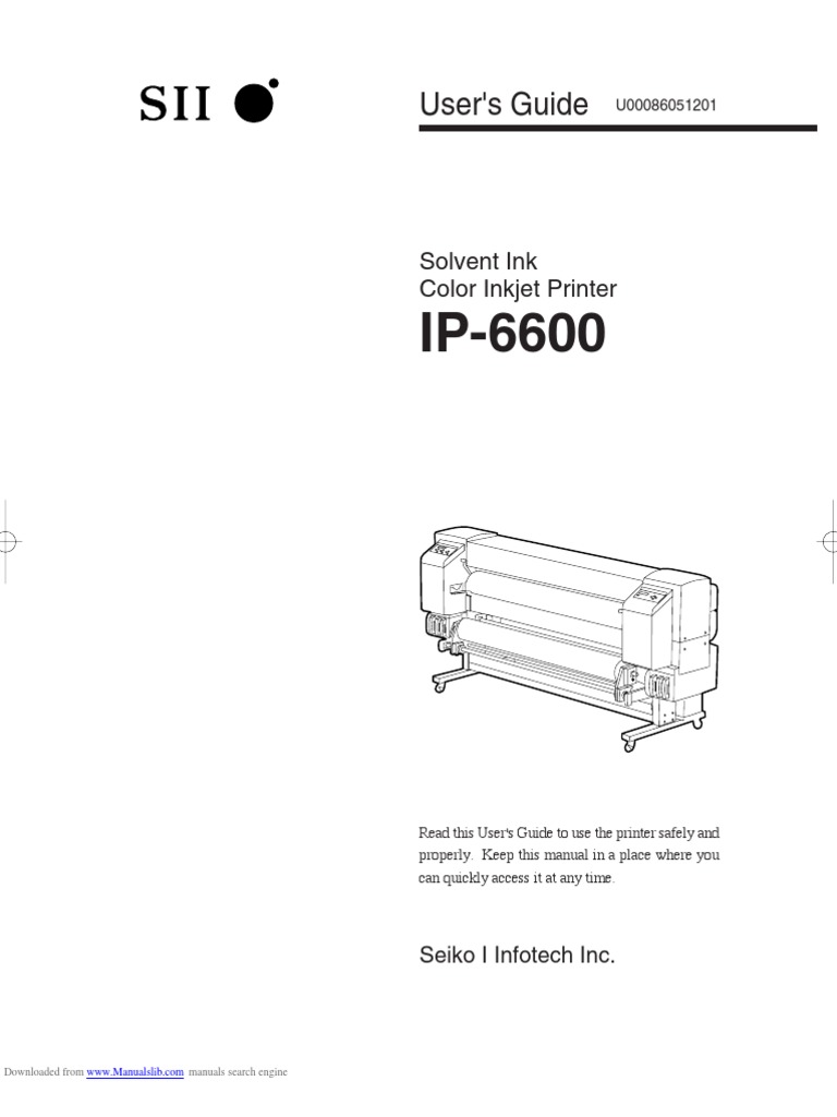 User's Guide: Solvent Ink Color Inkjet Printer | PDF