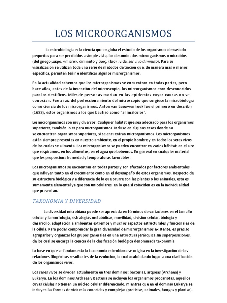 Los Microorganismos | PDF | Archaea | Las bacterias