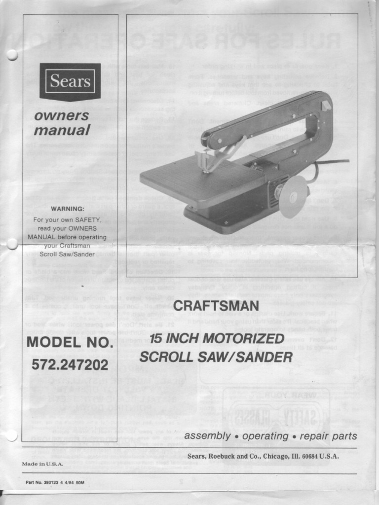 Craftsman Scroll Saw Manual PDF Glasses Equipment
