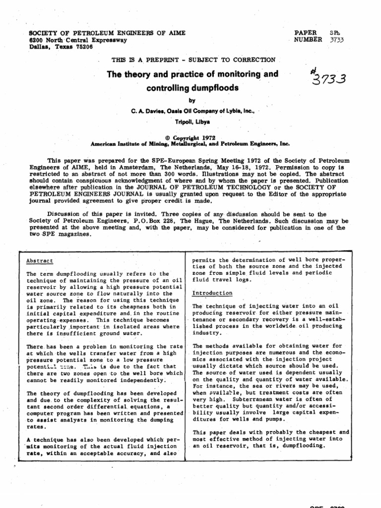 Dumpflood | PDF | Fluid Dynamics | Petroleum Reservoir