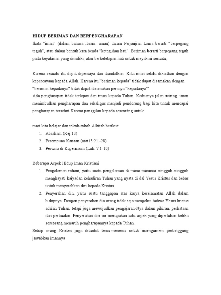 Hidup Beriman Dan Berharap Pdf