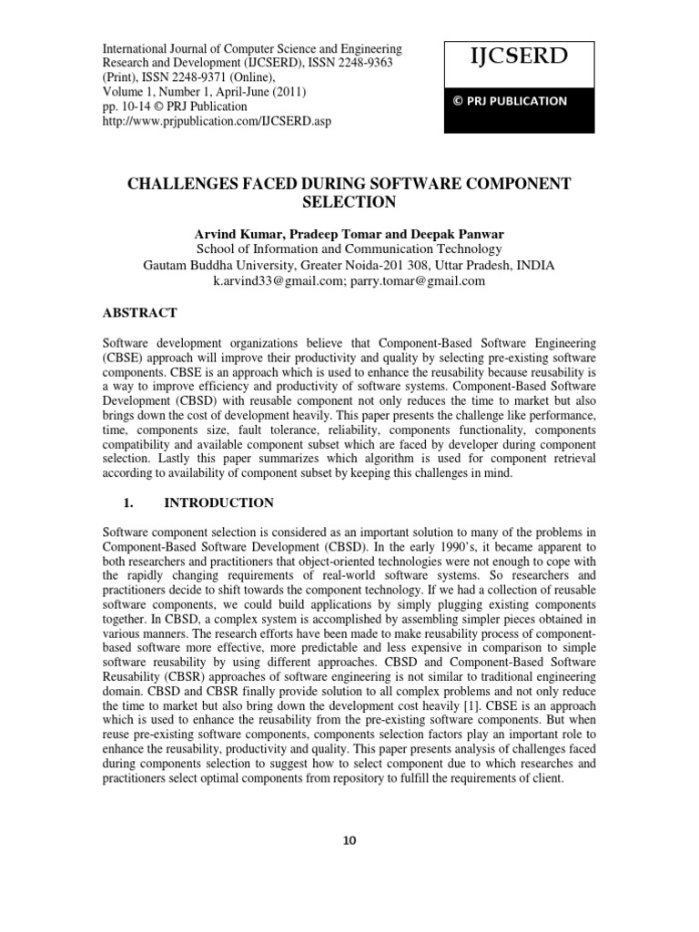 Challenges Faced During Software Component | PDF | Component Based ...