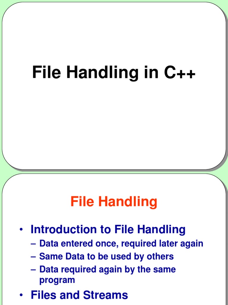 File Handling in C++: Streams Overview | PDF