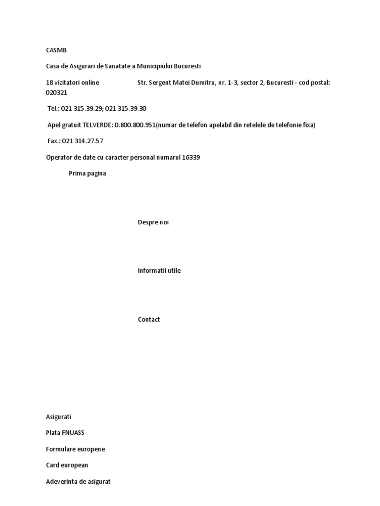 Aigurari Sanatate Si Formulare Europene Casmb