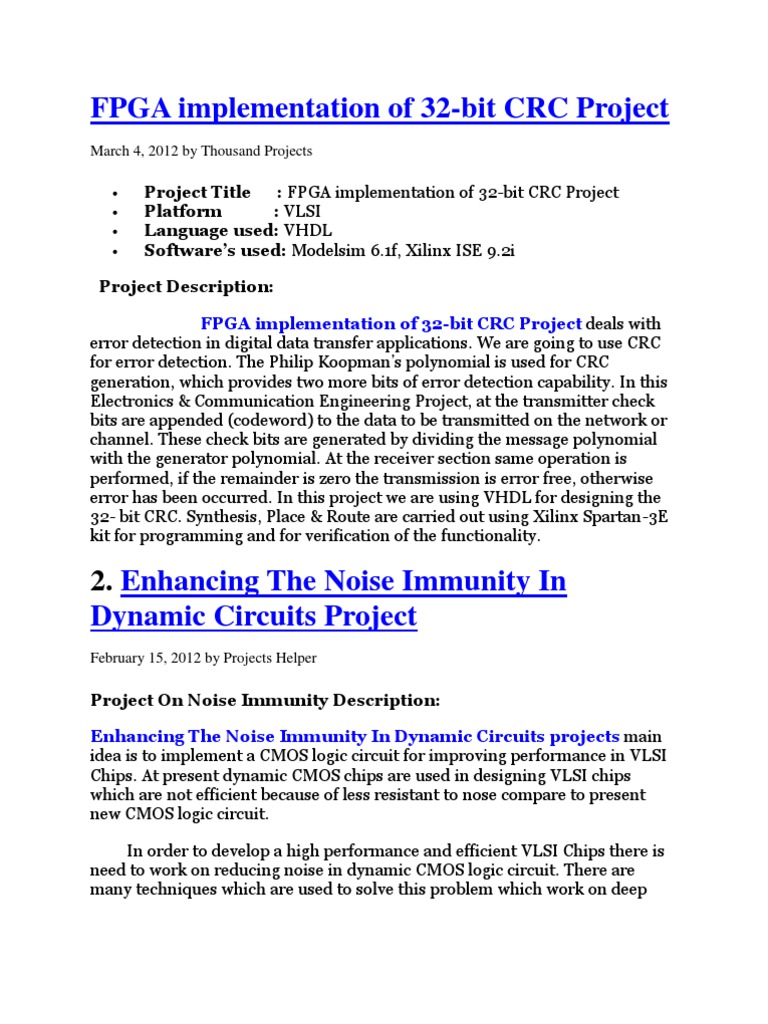 FPGA 32-bit CRC Implementation Guide | PDF | Field Programmable Gate ...