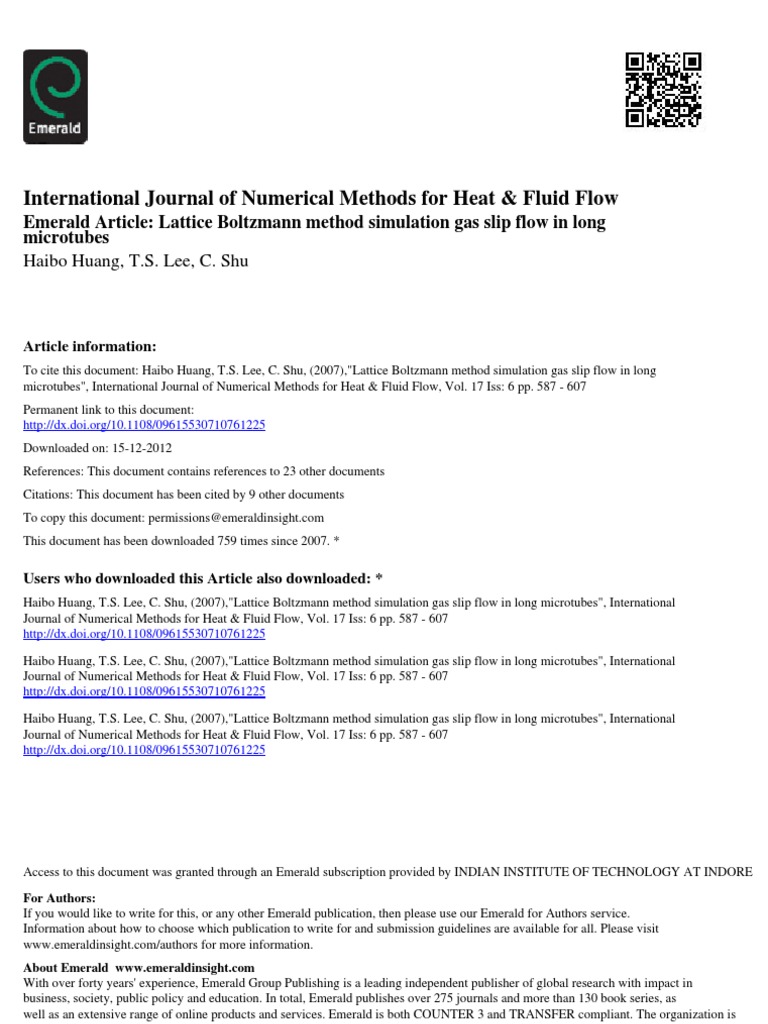 International Journal of Numerical Methods For Heat & Fluid Flow | PDF ...