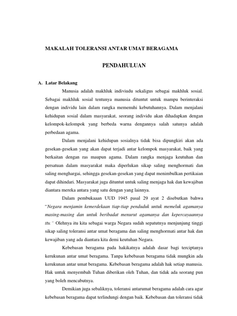 Makalah Kerukunan Antar Umat Beragama Pdf