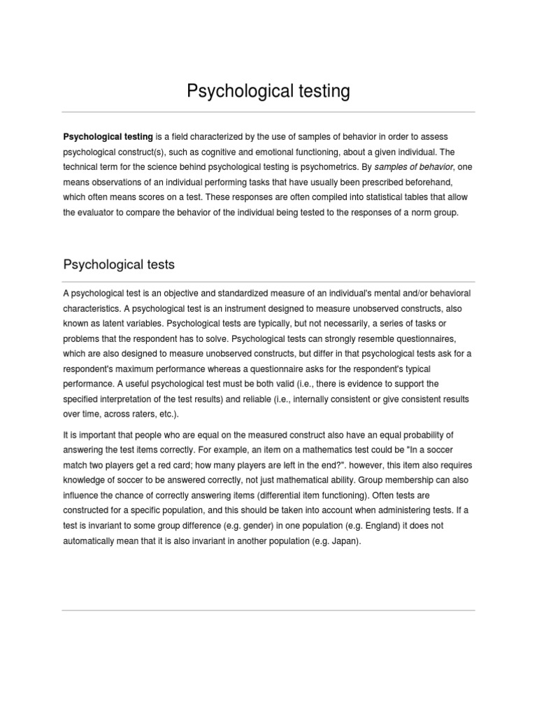 Psychological Testing | PDF