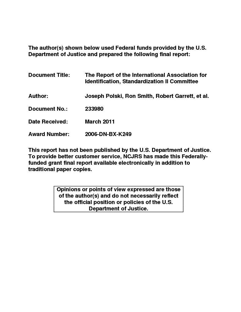 Iai Standardization II Committee Report, PDF, Fingerprint